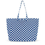 Grosse Tasche Checkerboard Ecru / Blue Navy