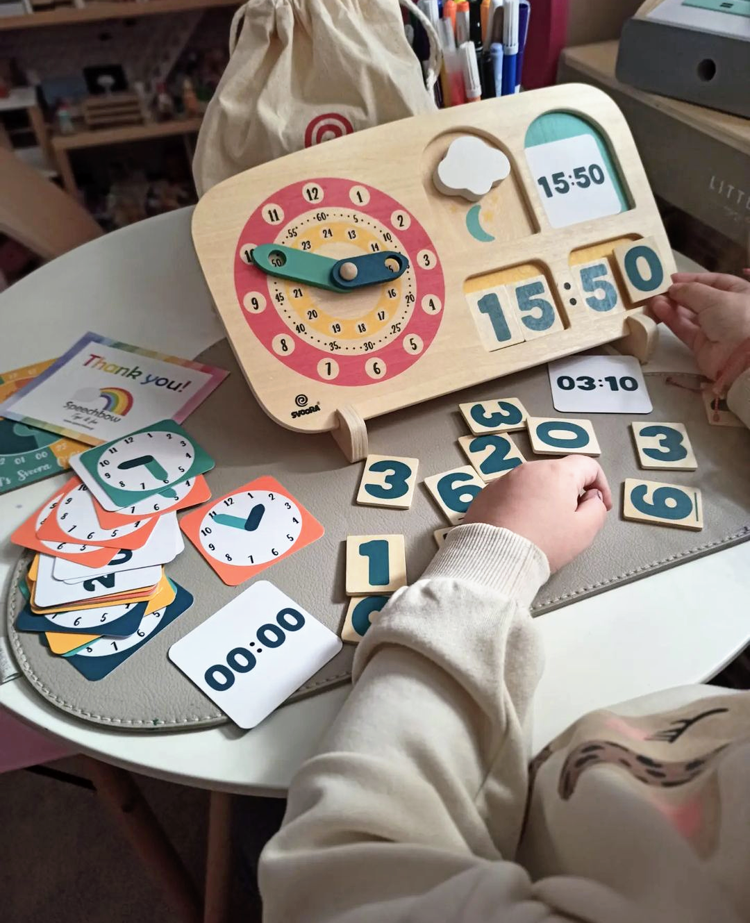 Montessori learning clock made of wood