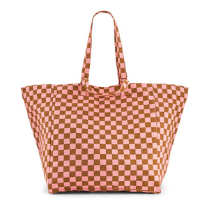 Grosse Tasche Checkerboard Caramel / Strawberry