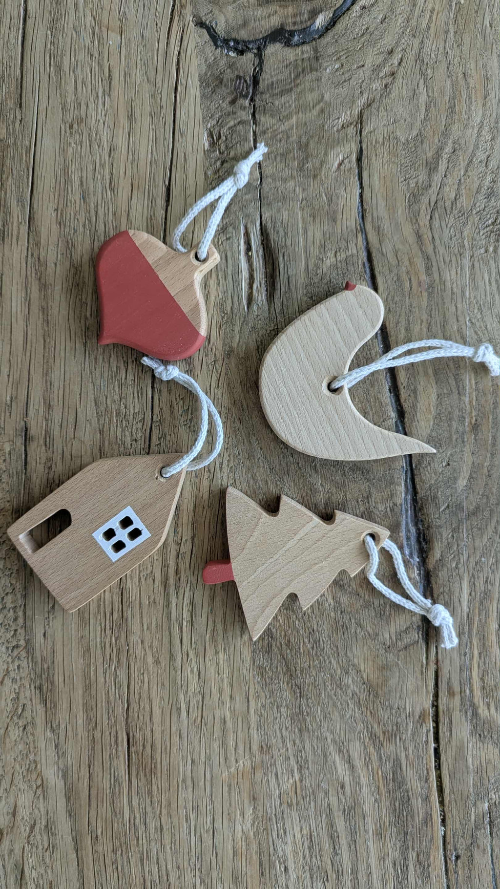 Décorations de sapin de Noël en bois, ensemble de 5