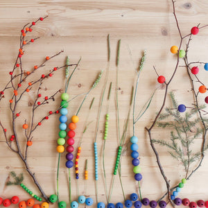 Grimm's colorful wooden beads, 480 pieces