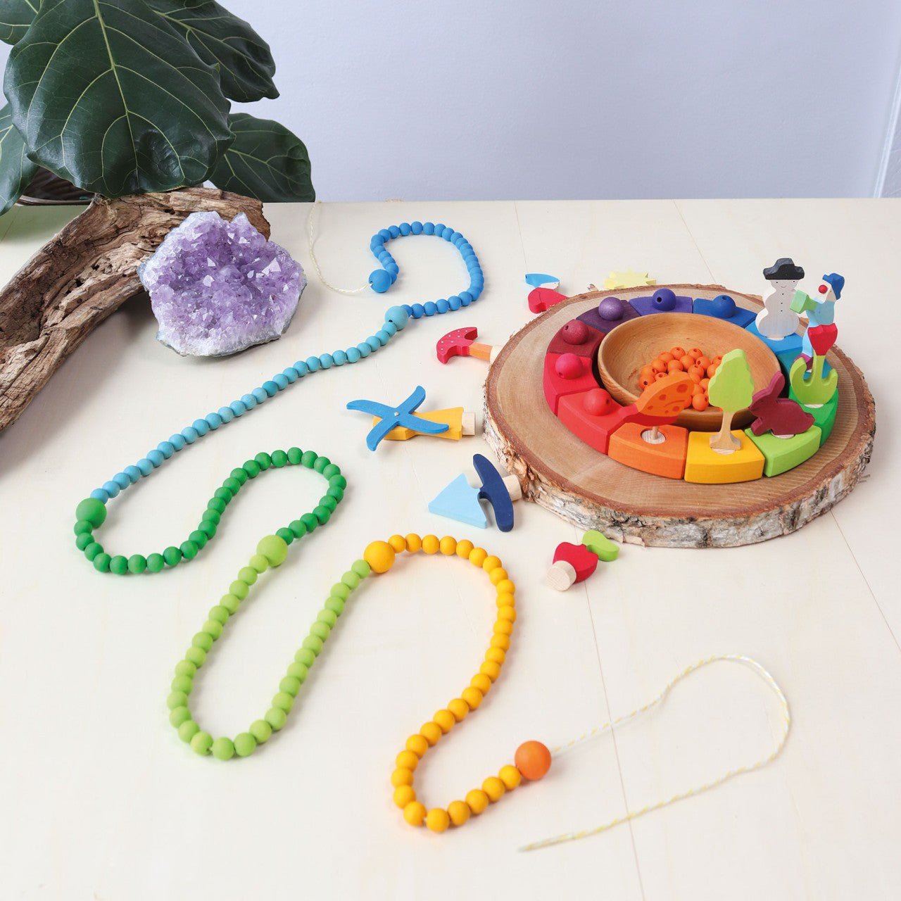 Grimm's colorful wooden beads, 480 pieces