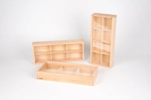 Entdeckungsboxen aus Holz, 3-er Set