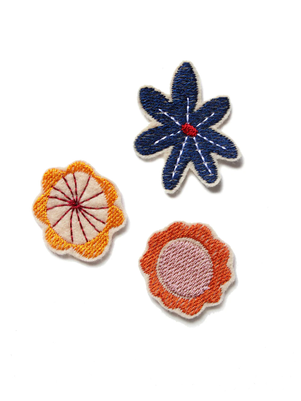 Iron-on patches, set of 3 "little colorful flowers"