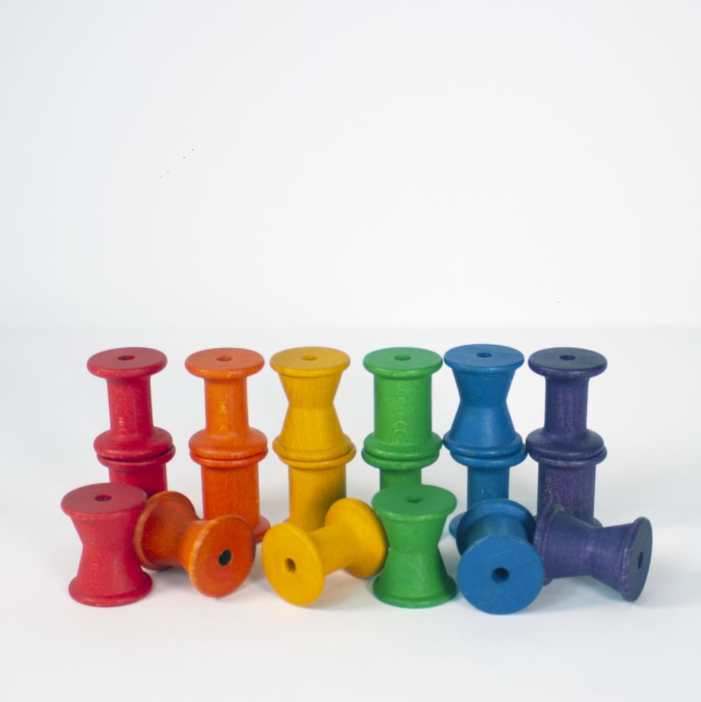 Grapat Regenbogen-Holzspulen, 18er Set