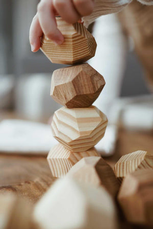 Wooden stacking stones, set of 20