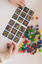 Magnetic wooden cube mosaic