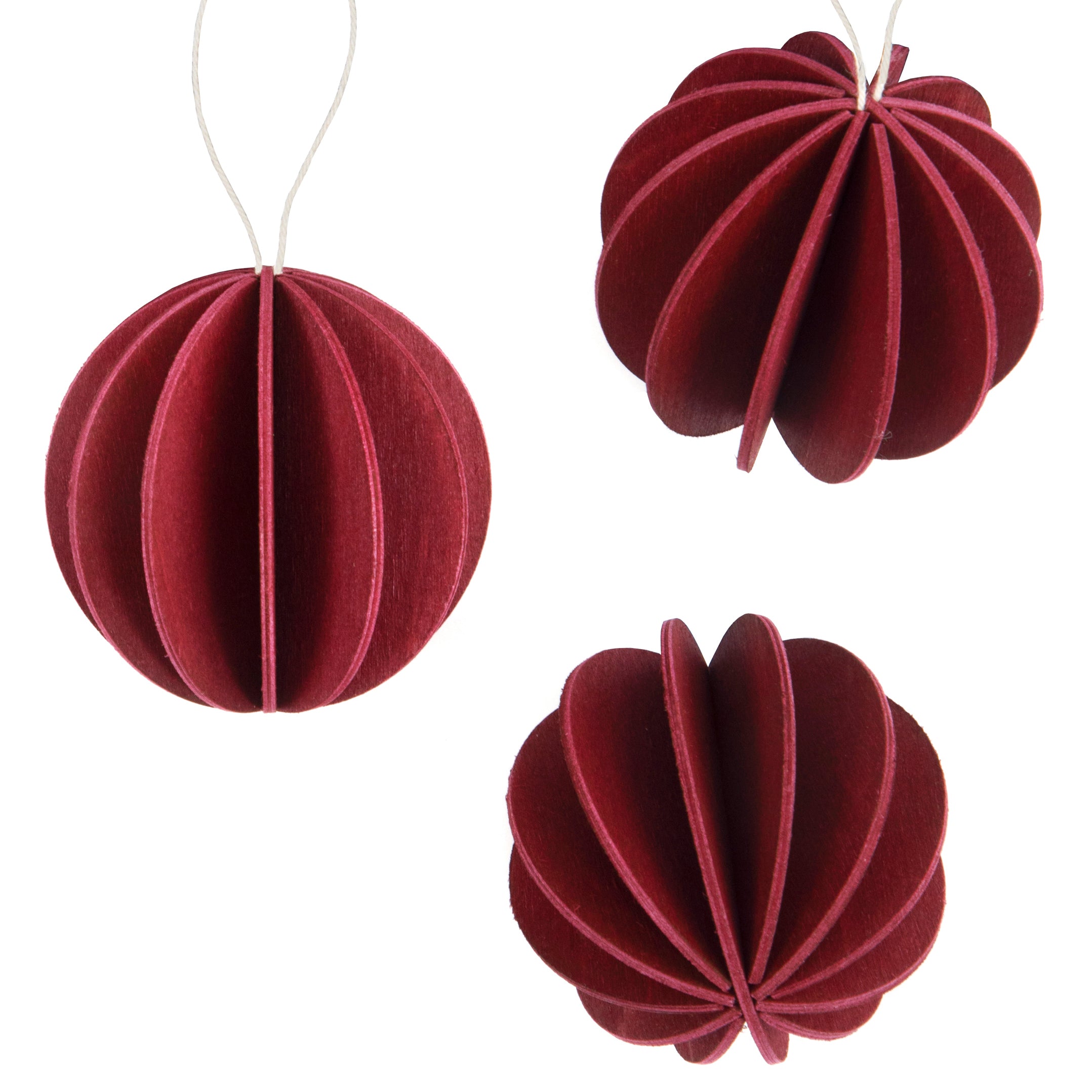 Set de 3 boules en bois en 2 versions