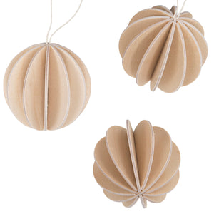 Wooden baubles, Set of 6 in 2 Options