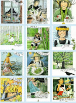 Lot de 12 cartes mensuelles Linnea par Lena Andersson